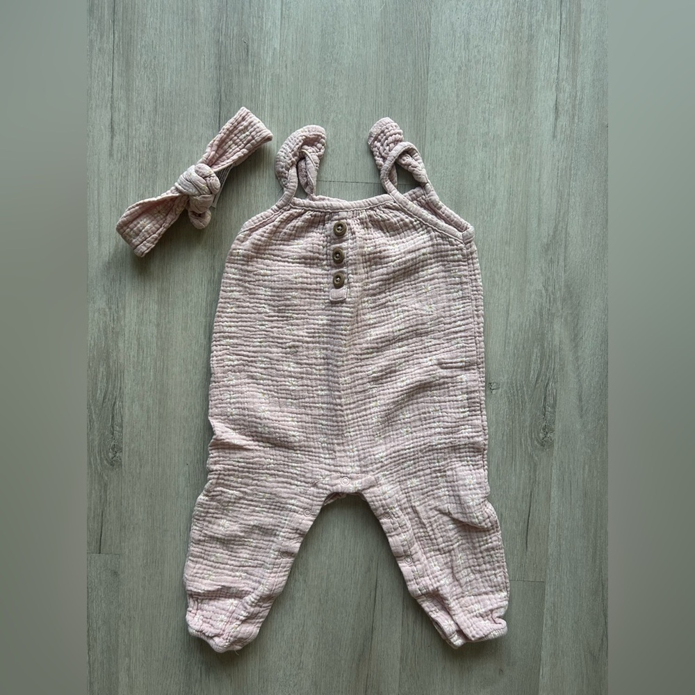 Emily and Oliver Pink Baby Girl Daisy Romper - 12 Months